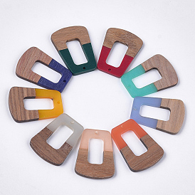 Resin & Walnut Wood Pendants, Trapezoid