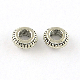 Tibetan Style Rondelle Alloy Spacers Beads, Cadmium Free & Lead Free, 7x3mm, Hole: 3mm, about 2220pcs/1000g