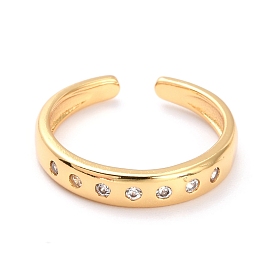 Brass Micro Pave Clear Cubic Zirconia Cuff Rings, Open Rings