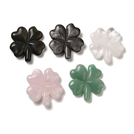Natural Gemstone Carved Clover Figurines Statues for Home Office Tabletop Feng Shui Ornament