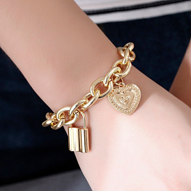 Exaggerated bracelet punk style hip-hop thick chain lock bracelet non-mainstream couple jewelry