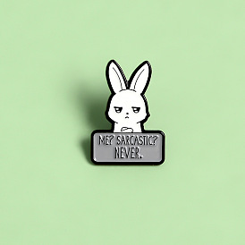 Cute Bunny Enamel Pin with Long Ears and Sad Expression