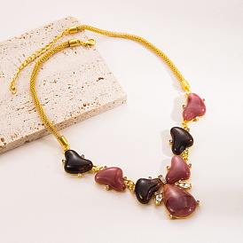 Vintage Resin Necklace with Colorful Gems for Elegant Evening Events