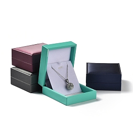 Cloth Pendant Necklace Storage Boxes, Jewelry Packaging Boxes with Sponge Inside, Rectangle