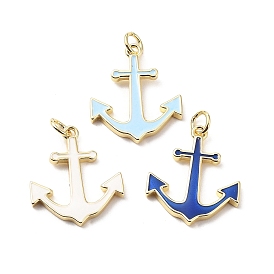 Латунь эмаль подвески, с прыжковых колец, Якорь прелести, стойки покрытие, реальный 18 k позолоченный, без свинца и без кадмия, долговечный