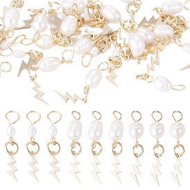 30 pièces 3 styles pendentifs en perles de culture d'eau douce naturelles et laiton, avec 304 accessoires en acier inoxydable