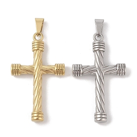 PVD Vacuum Plating 304 Stainless Steel Big Pendants, Cross Charm, Religion