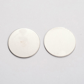 Stainless Steel Stamping Blank Tag Cabochons, Flat Round