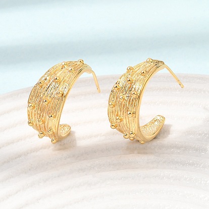 Brass Stud Earrings, Half Hoop Earrings