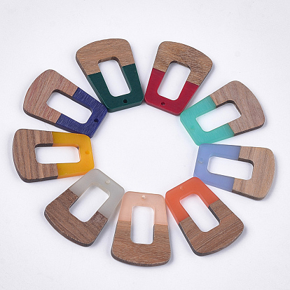 Resin & Walnut Wood Pendants, Trapezoid