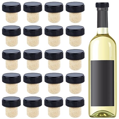 24Pcs Plastic & Bark Bottle Stoppers, Bottle Tampions, Column
