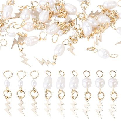30 pièces 3 styles pendentifs en perles de culture d'eau douce naturelles et laiton, avec 304 accessoires en acier inoxydable