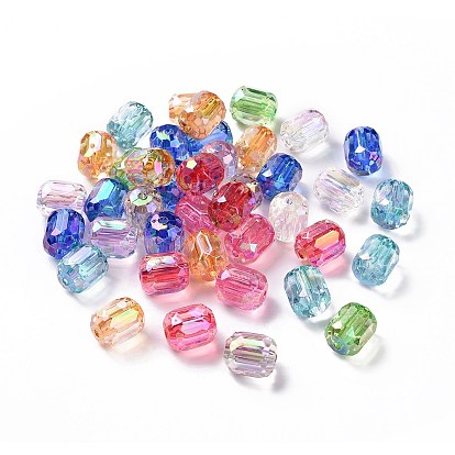 Transparent Acrylic Beads, Faceted Barrel