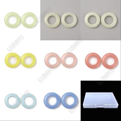 16Pcs 8 Colors Synthetic Luminous Stone Pendants, Glow in Dark, Donut Charms, Dyed