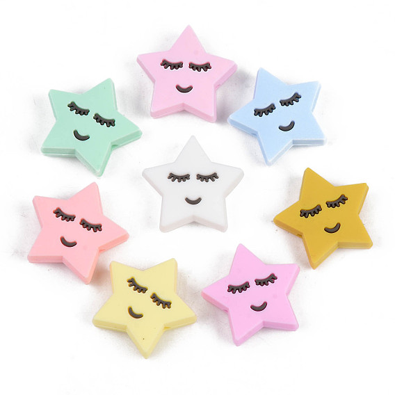 Food Grade Eco-Friendly Silicone Focal Beads, Star