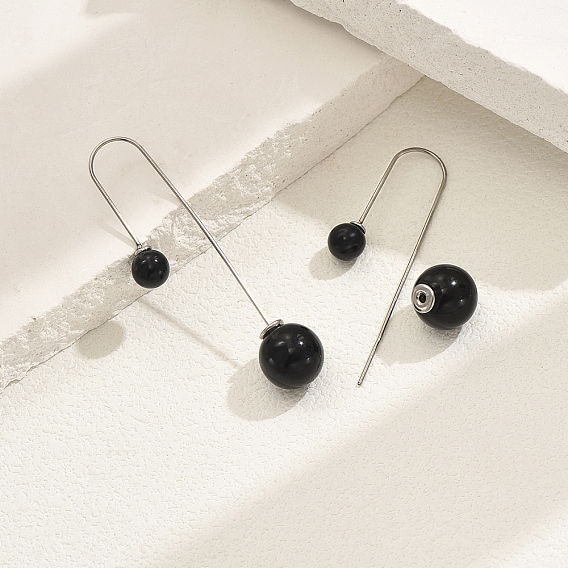 Круглые серьги-подвески из нержавеющей стали