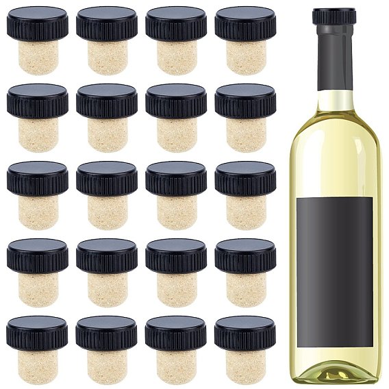24Pcs Plastic & Bark Bottle Stoppers, Bottle Tampions, Column