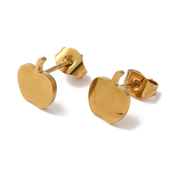 Вакуумное покрытие pvd 304 серьги-гвоздики из нержавеющей стали, яблоко