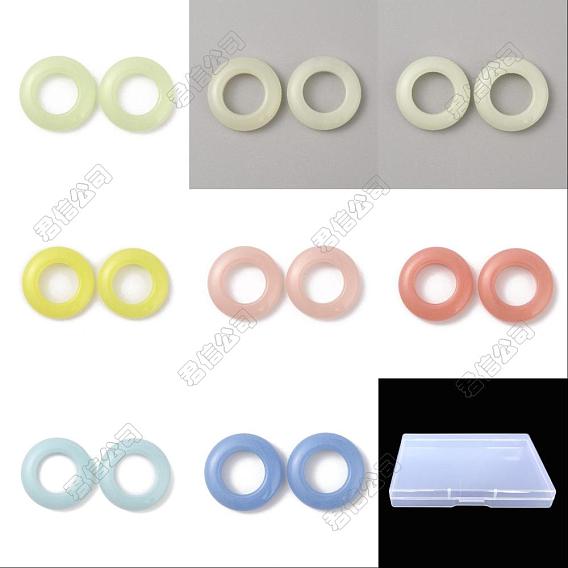 16Pcs 8 Colors Synthetic Luminous Stone Pendants, Glow in Dark, Donut Charms, Dyed