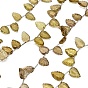 Colliers de perles sculptées en quartz fumé naturel, feuille, top foré, avec panicule