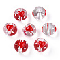 Transparent Handmade Lampwork Beads, Round with Heart Pattern