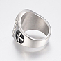304 Stainless Steel Finger Rings, with Enamel, Wide Band Rings, Cross