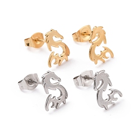 304 Stainless Steel Tiny Dragon Stud Earrings for Men Women