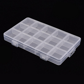 Conteneurs de stockage de billes de polypropylène (pp), 15 boîtes de rangement à compartiments, rectangle avec couvercle
