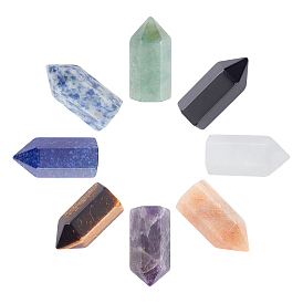 8Pcs 8 Styles Gemstone Pointed Beads, Healing Stones, Reiki Energy Balancing Meditation Therapy Wand, Undrilled/No Hole Beads, Bullet