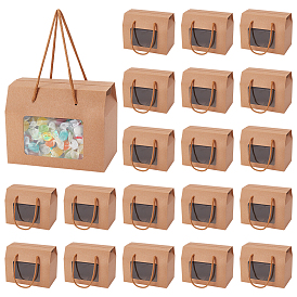 Подарочные коробки с ручками из картона, веревками из полиэстера, пластиковый корпус с видимым окном, прямоугольные