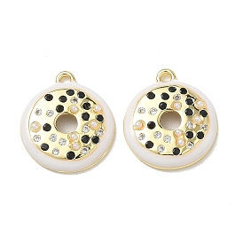 Подвеска из латуни с микропаве и кубическим цирконием разных цветов., с имитацией жемчуга из АБС и эмалью, пончики, стойки покрытие, долговечный, без кадмия и без свинца