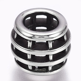 304 Stainless Steel Beads, Large Hole Beads, Barrel