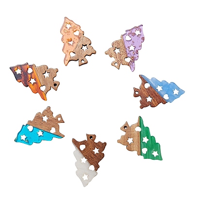 Прозрачные и непрозрачные подвески из смолы и ореха, рождественская елка