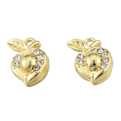 Rack Plating Alloy Charms, with Crystal Rhinestone, Cadmium Free & Nickel Free & Lead Free, Pomegranate