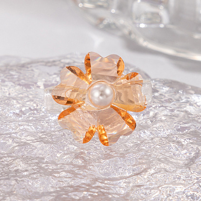 Transparent Resin Rings in Candy Colors with Minimalist Floral Design