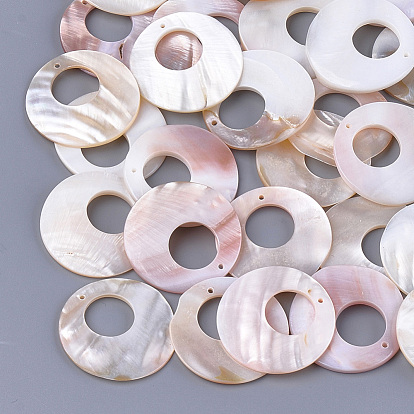 Shell Pearl Pendants, Flat Round