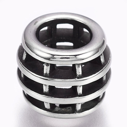 304 Stainless Steel Beads, Large Hole Beads, Barrel