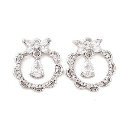 Латунные микропаве прозрачные подвески с фианитом, без кадмия, без никеля и без свинца, венок со слезинкой