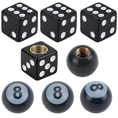 8шт. 2 артикулы8 акриловые колпачки для ниппелей шин в виде бильярдных шаров и игральных костей, с латунной фурнитурой 