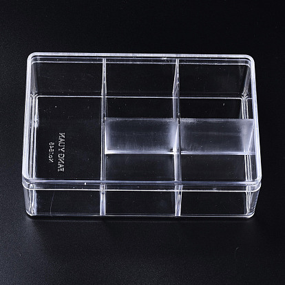 Polystyrene Bead Storage Containers, with 5 Compartments Organizer Boxes and Hinged Lid, for Jewelry Beads Earring Container Tool Fishing Hook Small Accessories, Rectangle