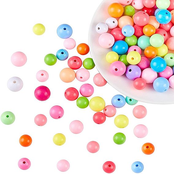 Opaque Acrylic Beads, Round