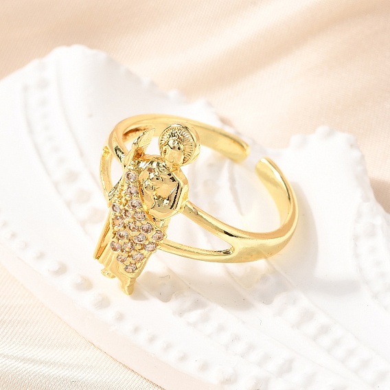 Манжеты из латуни с микро паве кубический цирконий для женщин, святой иуда, стойки покрытие, с эмалью, долговечный, без свинца и без кадмия