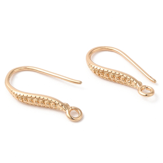 Brass Earring Hooks, Ear Wire, with Loops, Cadmium Free & Nickel Free & Lead Free
