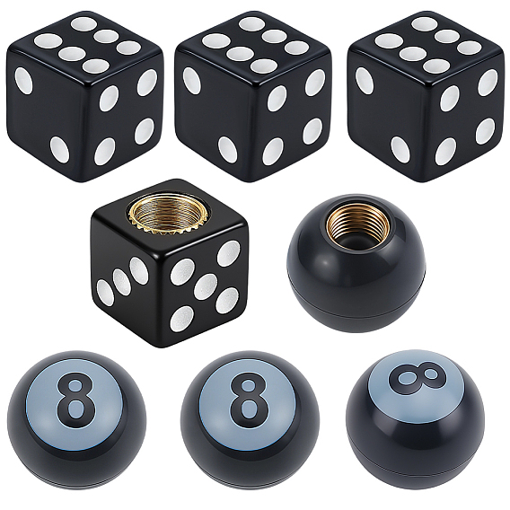 8шт. 2 артикулы8 акриловые колпачки для ниппелей шин в виде бильярдных шаров и игральных костей, с латунной фурнитурой 