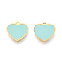 304 Подвески в форме сердца из нержавеющей стали и эмали, ионное покрытие (ip), реальный 18 k позолоченный