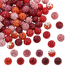 90pcs 9 cuentas de diamantes de imitación de arcilla polimérica de colores, bolas de discoteca, rondo