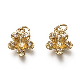 Messing micro pave klar zirkonia charme, langlebig überzogen, mit Ringe springen, Blume