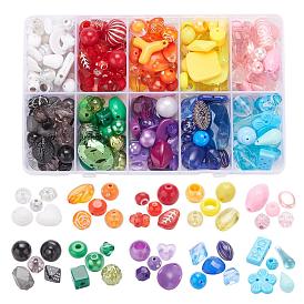 160g 10 Colors Acrylic Beads, Mixed Shapes