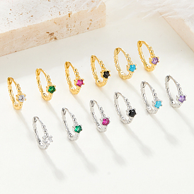 Vintage Elegant 925 Silver Cubic Zirconia Hoop Earrings