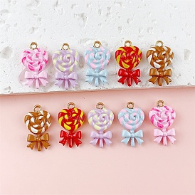 Подвески из эмали и сплава, леденец с подвесками-бантиками, золотые